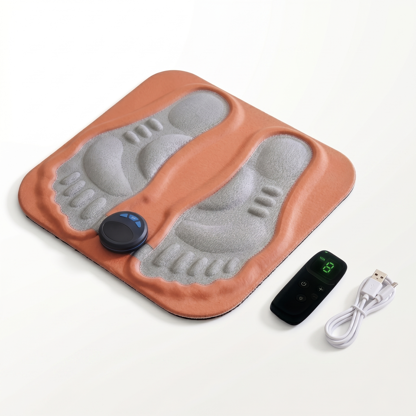 Foot massager mat with wireless remote and USB cable
